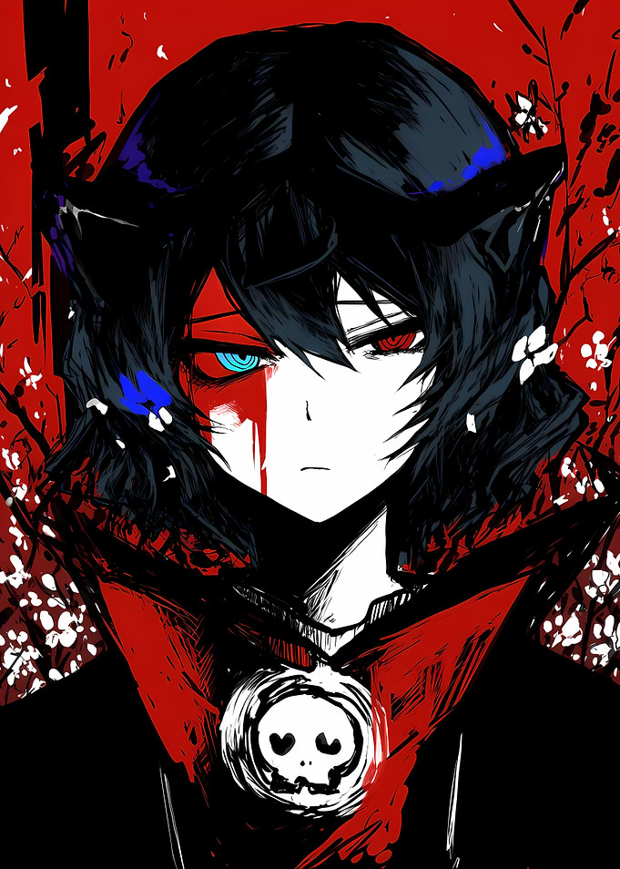 Anime Character with Dual-Colored Eyes