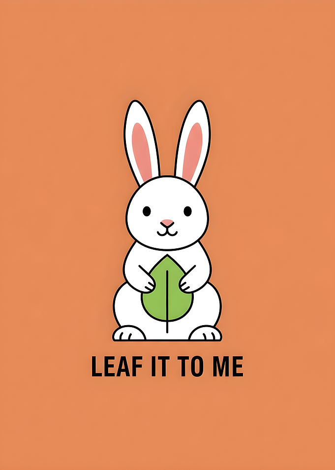 Leaf It To Me Cute Bunny Holding a Leaf