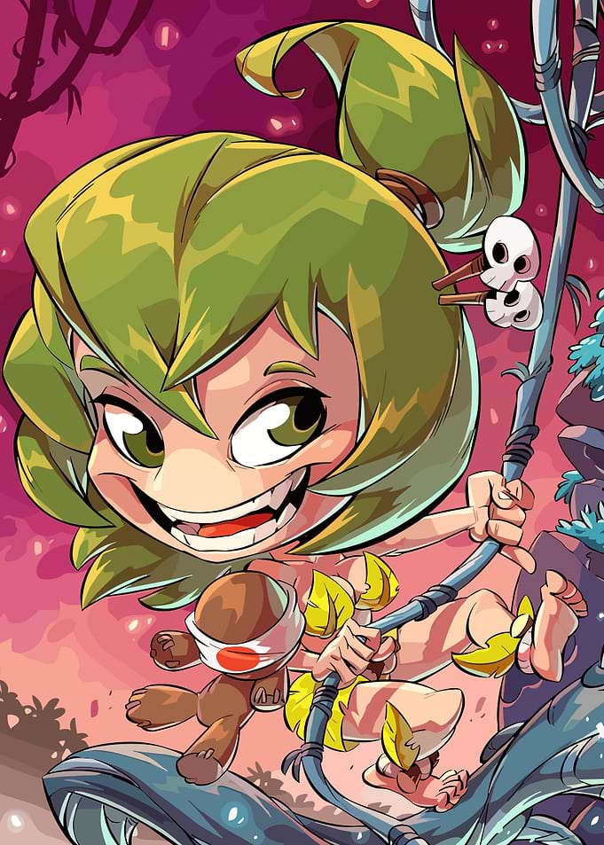 Chibi Jungle Girl Swinging