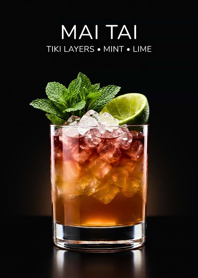 Mai Tai Tiki Layers with Mint & Lime