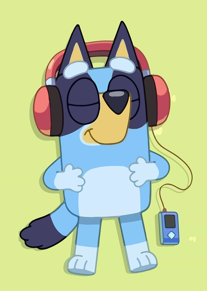 Bluey Listening to Music