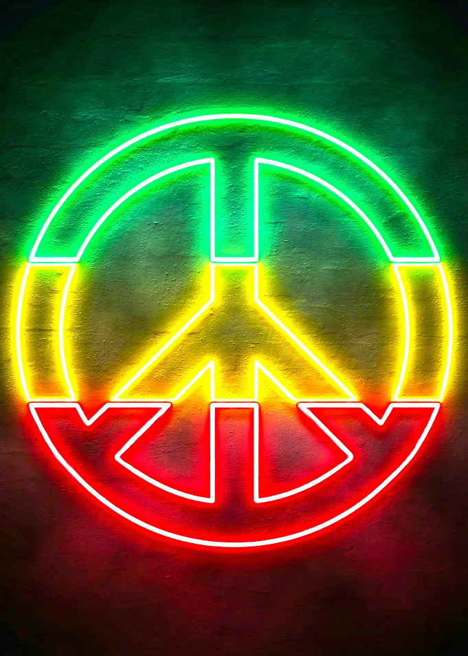Rasta Peace Sign Neon Sign