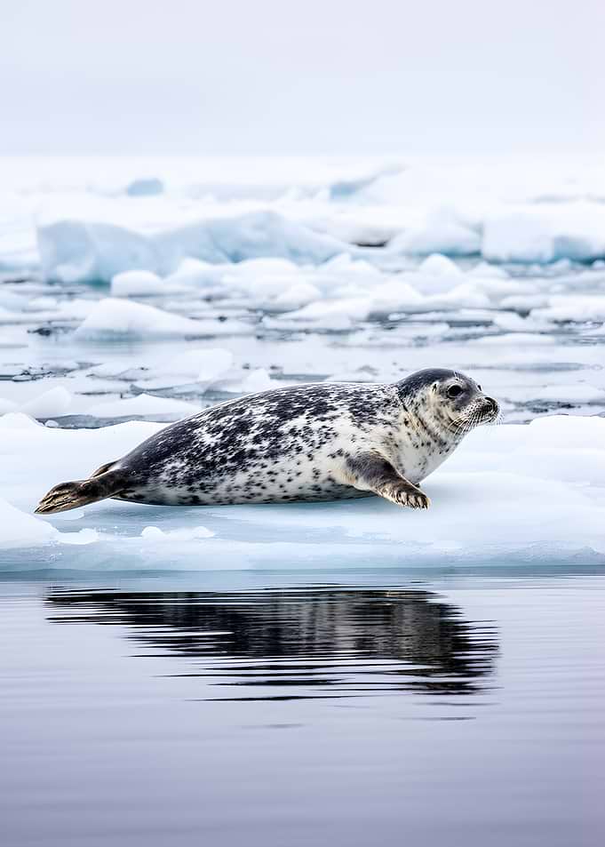 Seal resting on ice floe