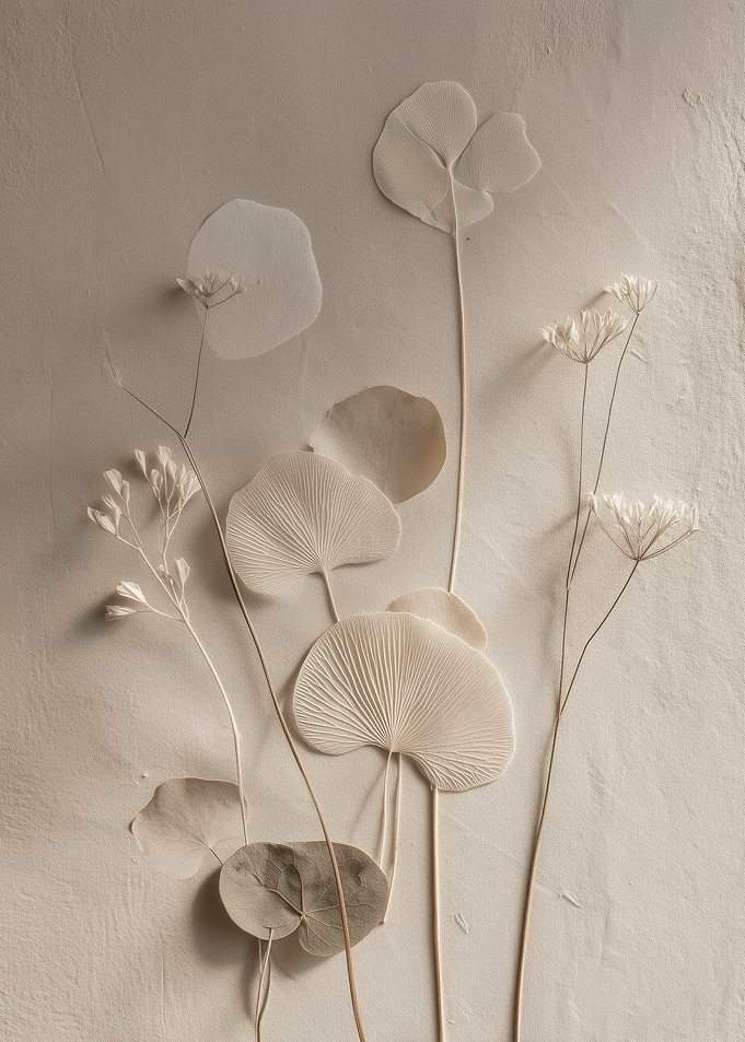 Delicate Dried Botanicals on Textured Background