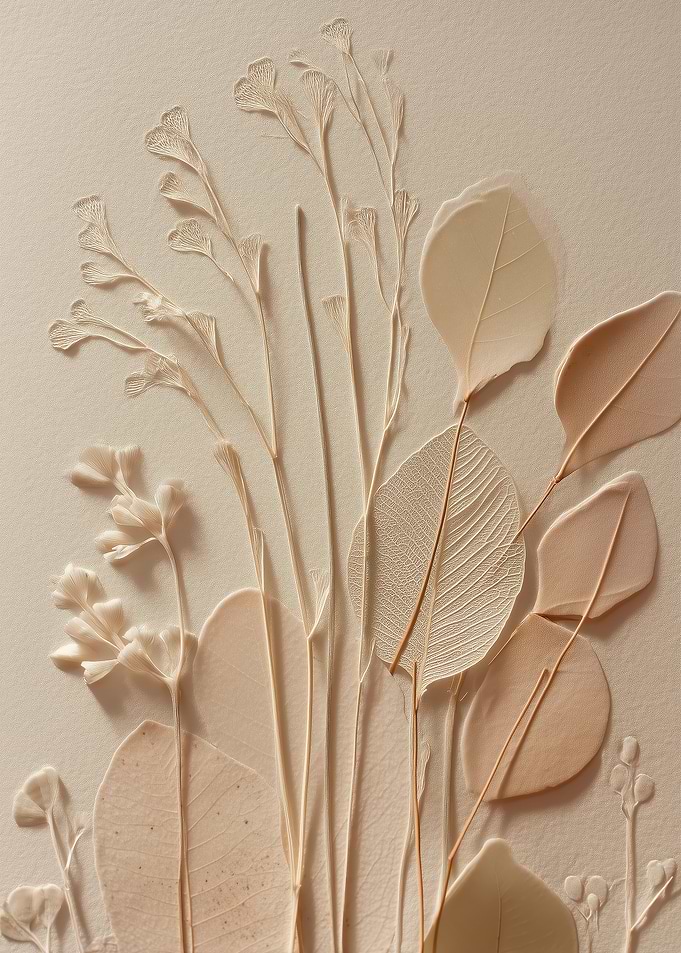 Delicate Botanical Embossing Japandi Style