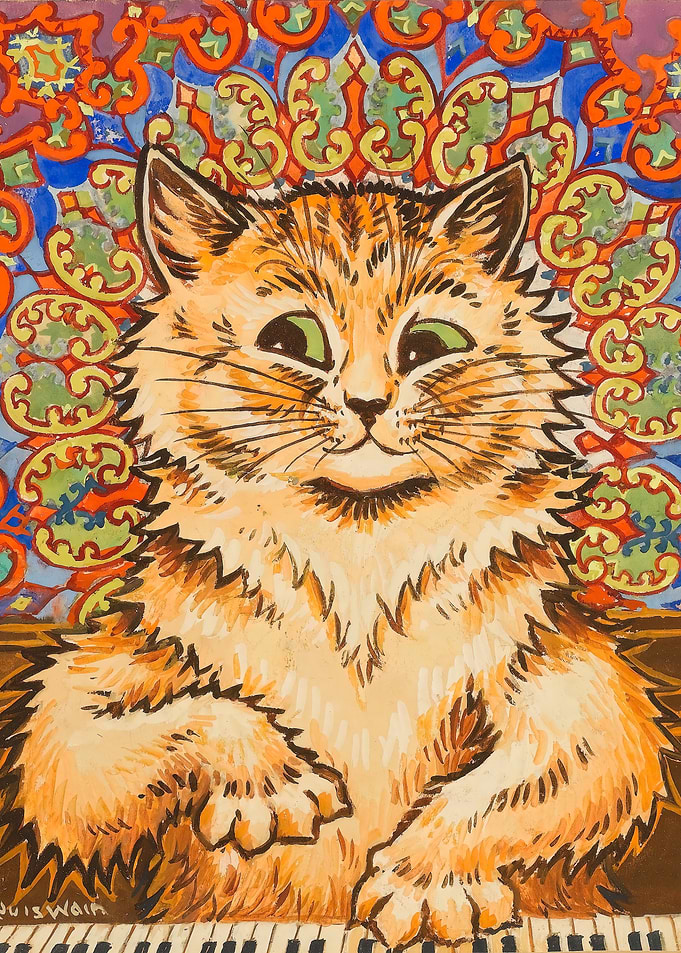 Orange Cat Playing Piano