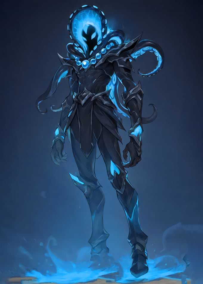 Mysterious Blue Octopoid Figure