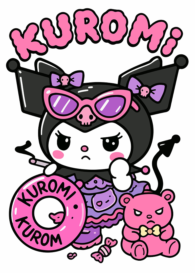 Kuromi with Sunglasses and Teddy Bear
