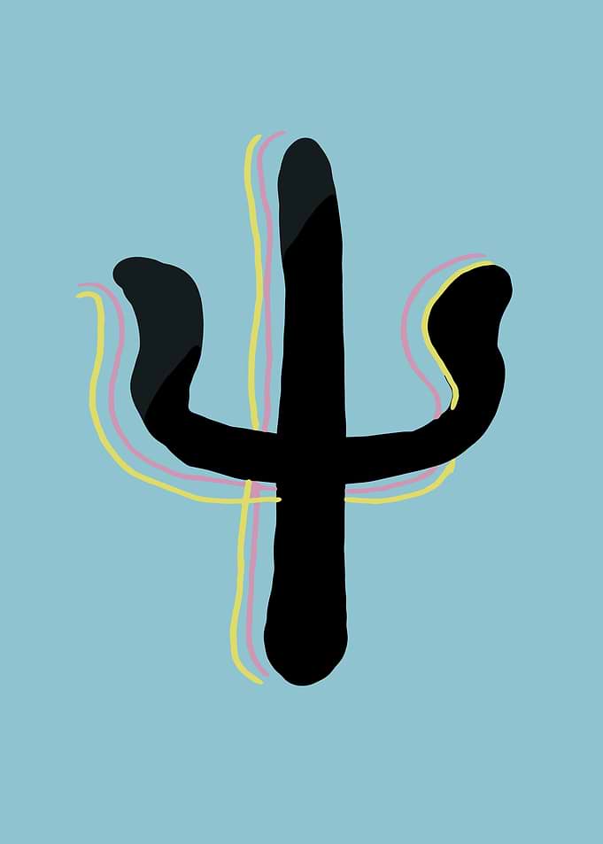 Black Cactus with Colorful Outline 21 Pilots