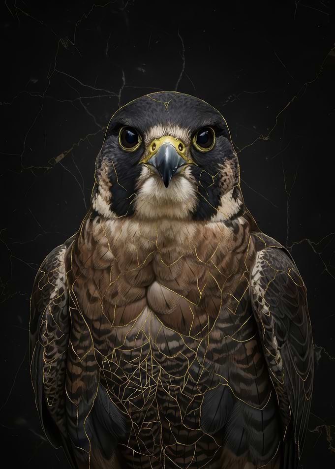 Majestic Kintsugi Falcon with Golden Veins