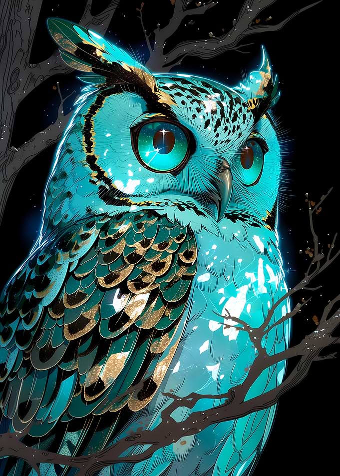 Mystical Teal Owl