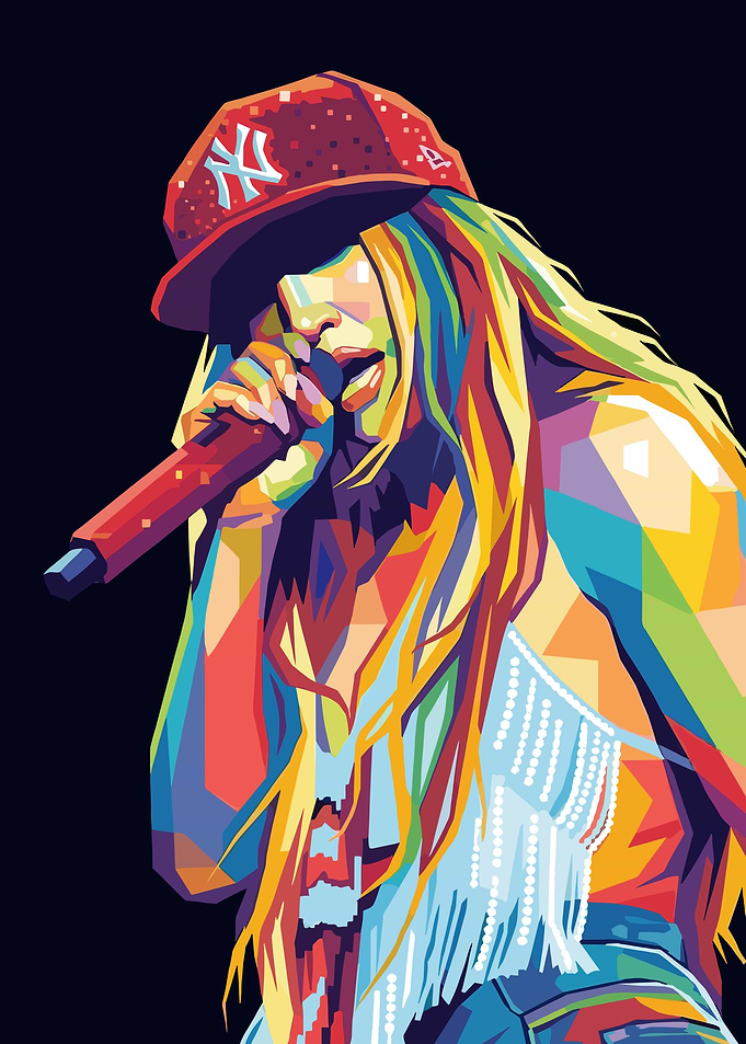 Colorful Singer with Microphone