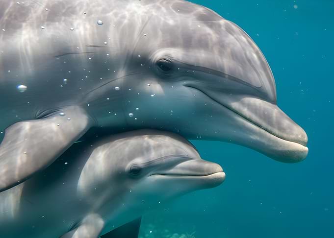 Two Dolphins Underwater