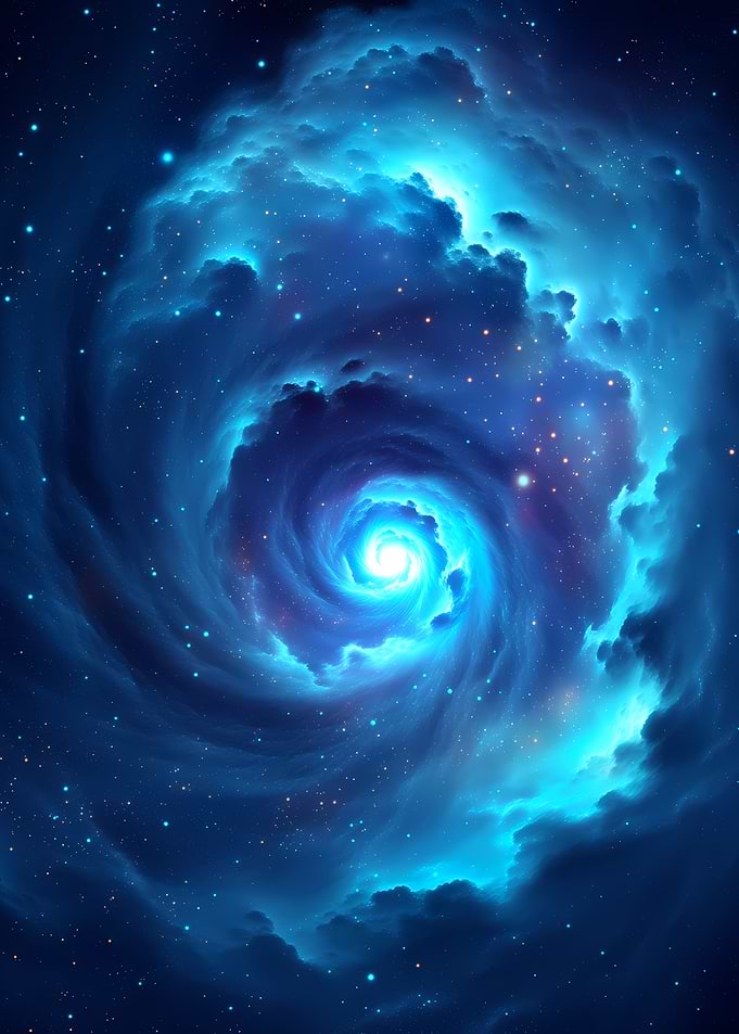 Swirling Blue Nebula with Stars