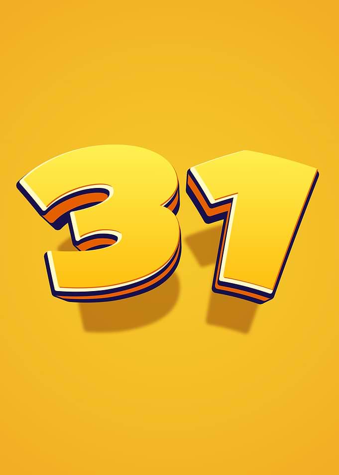 Number 37 in 3D Yellow