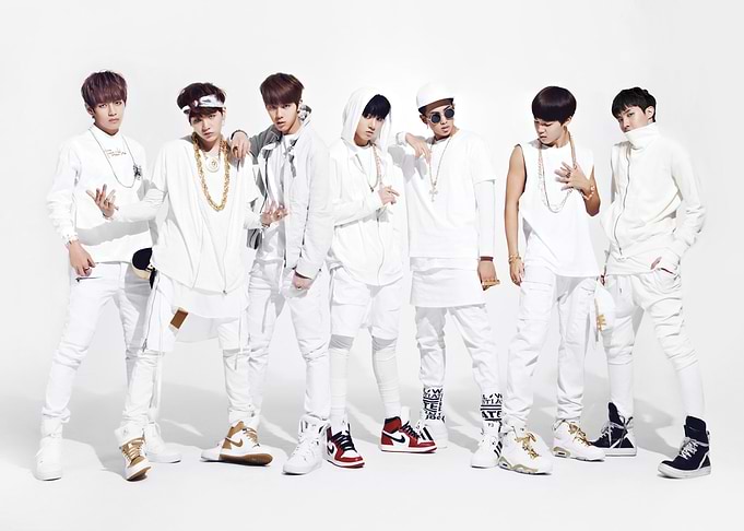 K-Pop Group in White Outfits BTS