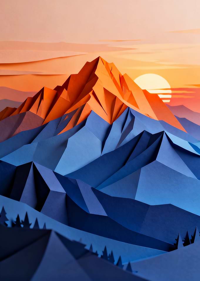 Papercraft Mountain Sunset