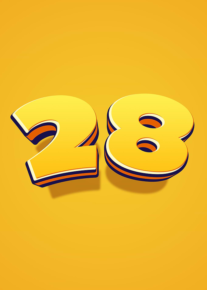 Number 28 Yellow and Blue