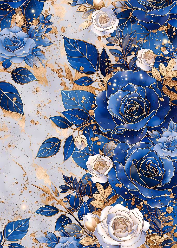 Blue and Gold Floral Pattern