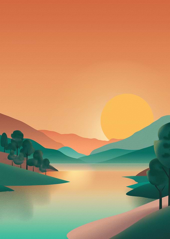 Serene Mountain Lake Sunset