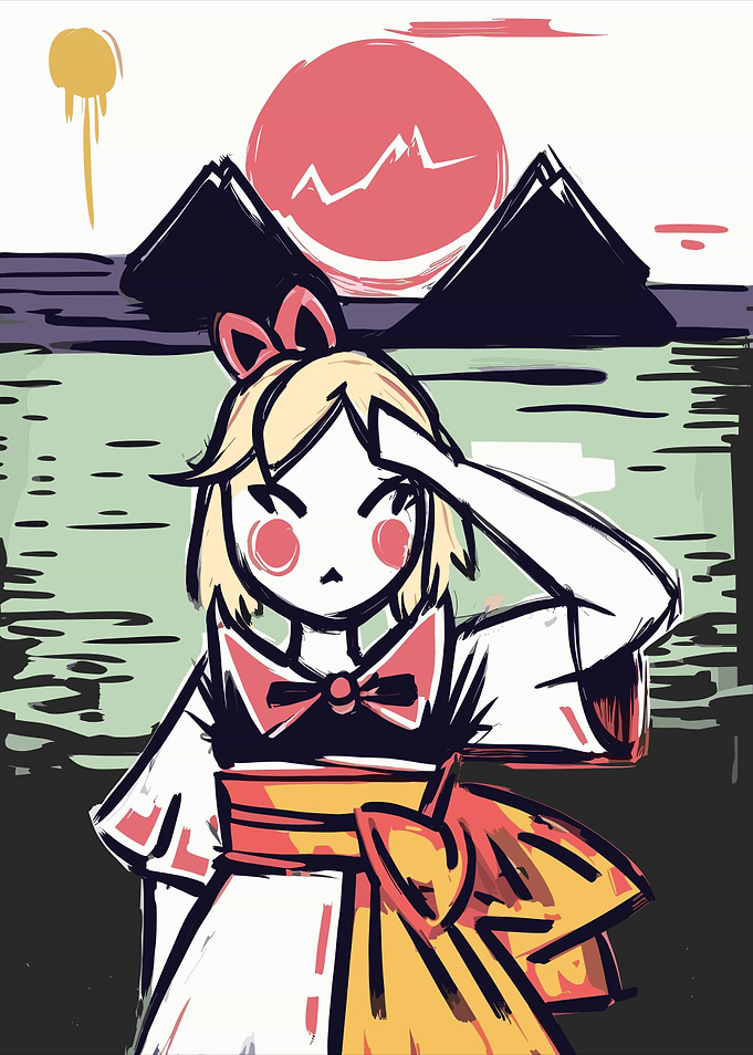 Anime Girl Saluting by the Water