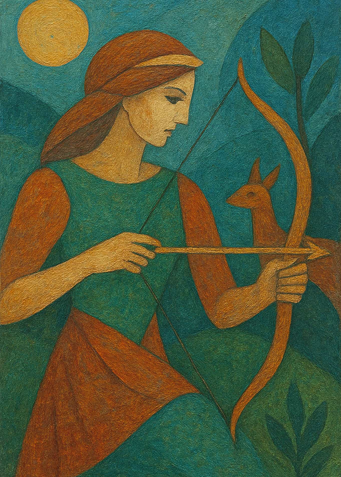 Archeress with Deer and Moon