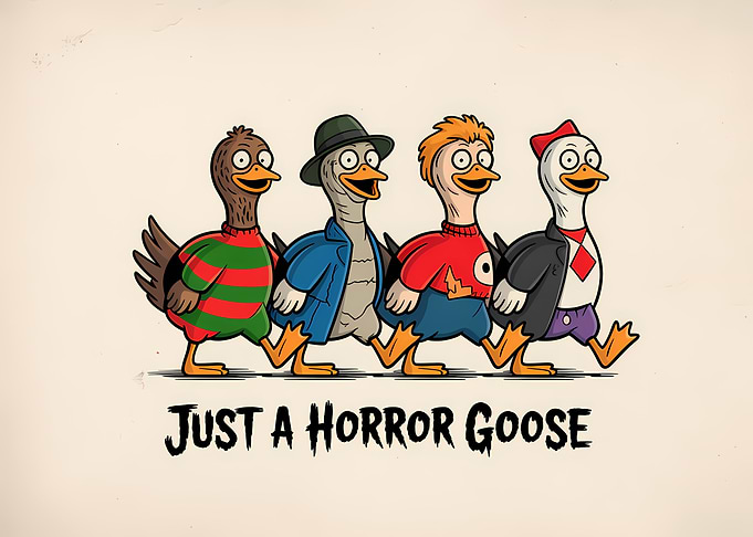 Horror Goose Characters Walking
