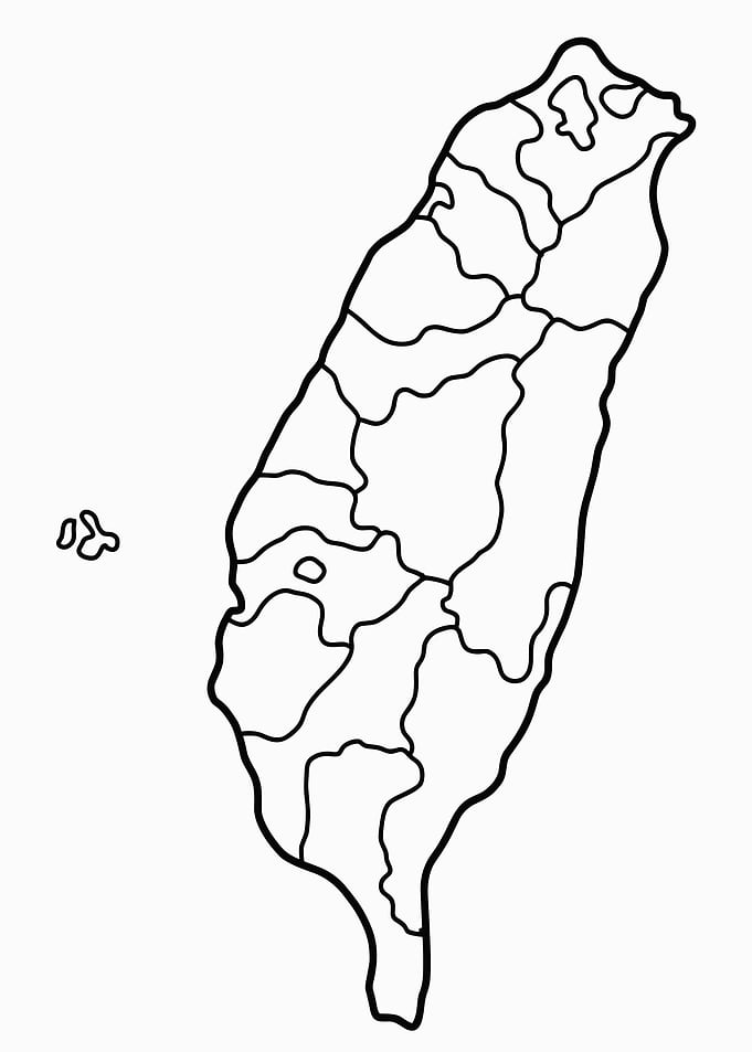 Outline map of Taiwan with administrative divisions