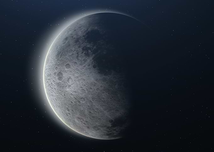Crescent Moon in Dark Space
