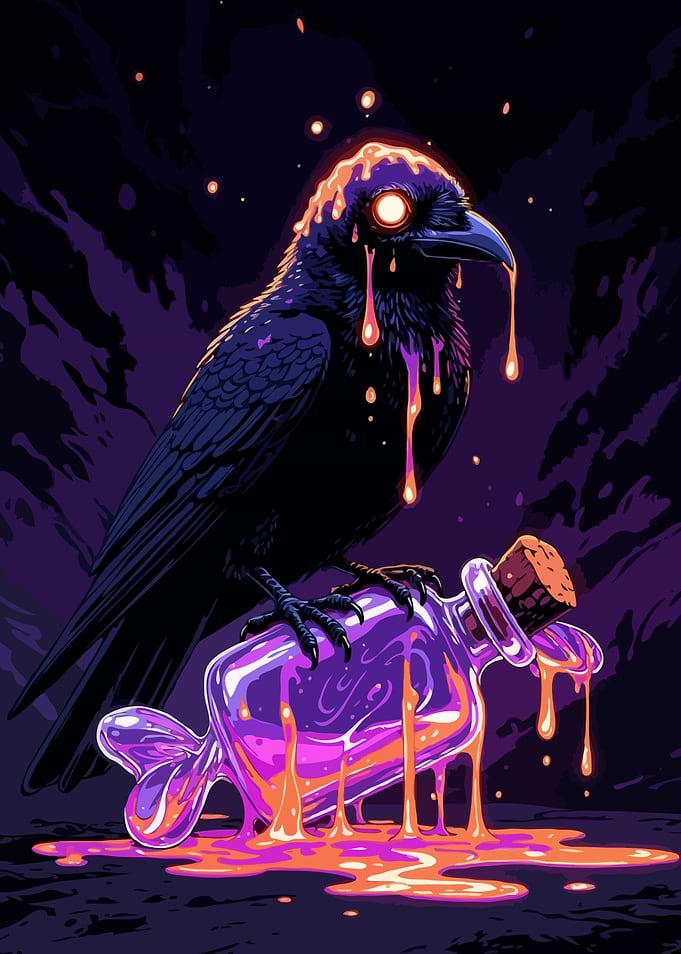 Mystical Crow and Potion