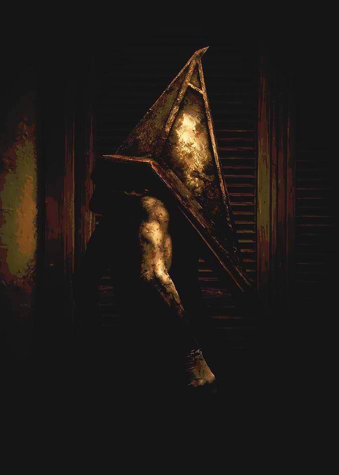 Pyramid Head in Dark Hallway