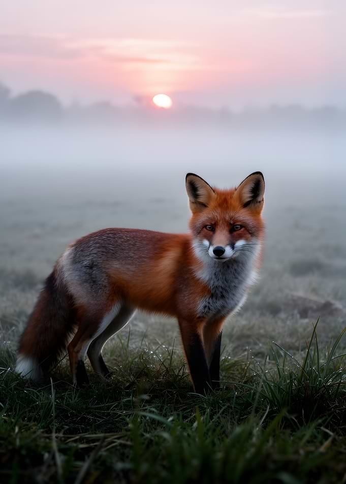 Fox in Misty Sunrise