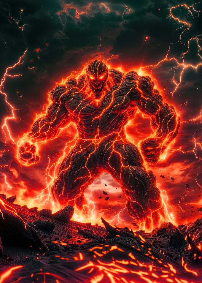 Fiery Lava Monster with Lightning
