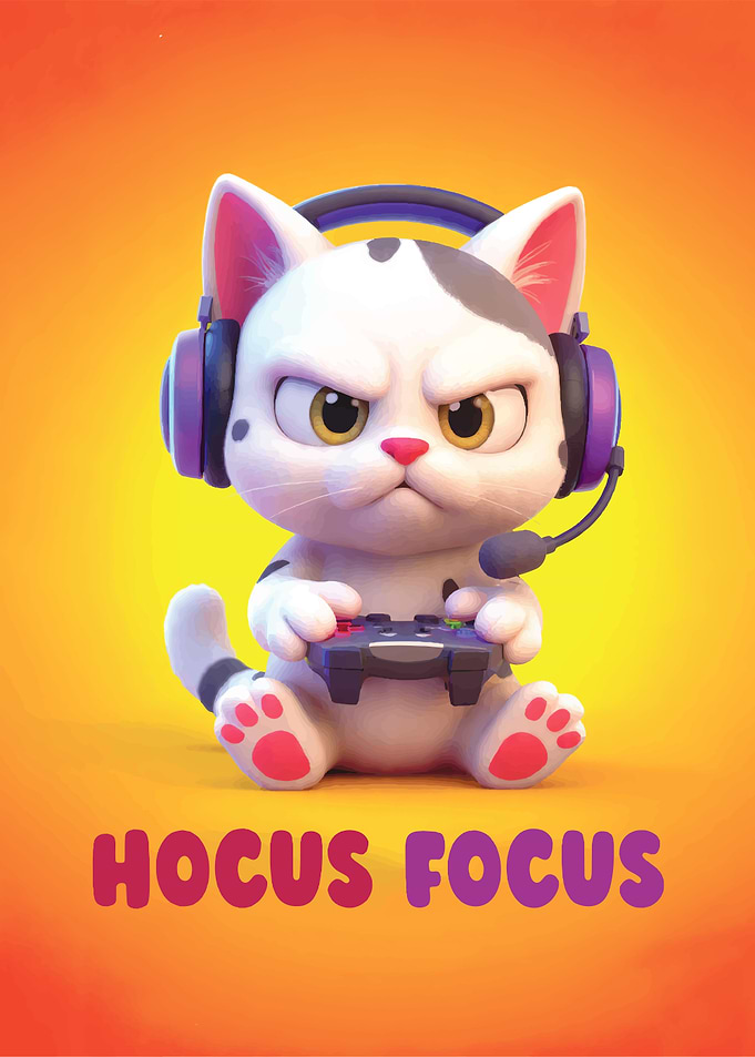 Gaming Cat with 'Hocus Focus'