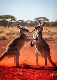 Kangaroos Fighting in the Outback