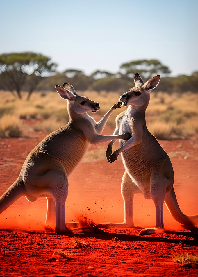 Kangaroos Fighting in the Outback