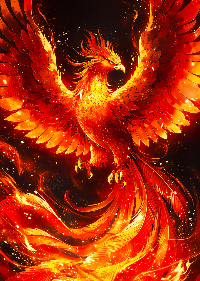 Fiery Phoenix in Flight
