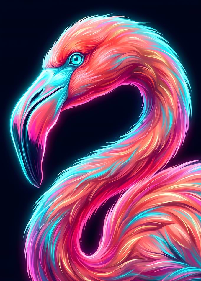 Neon Flamingo Portrait