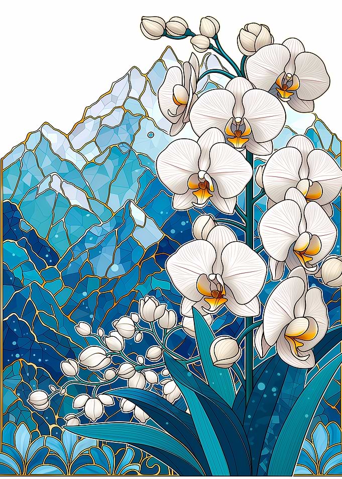White Orchids and Blue Mountains