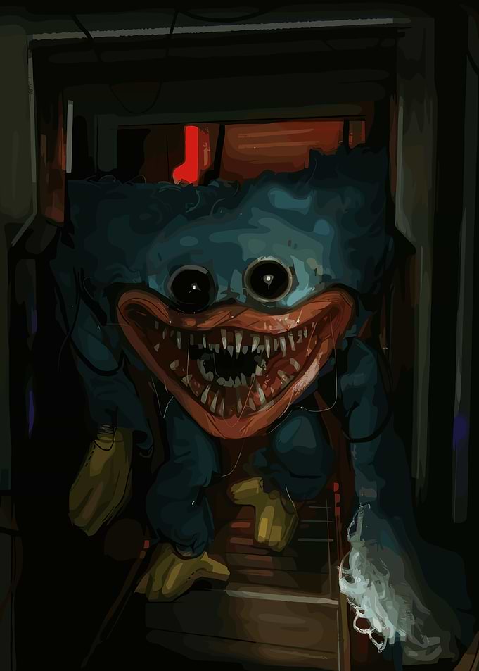 Huggy Wuggy in a Dark Corridor