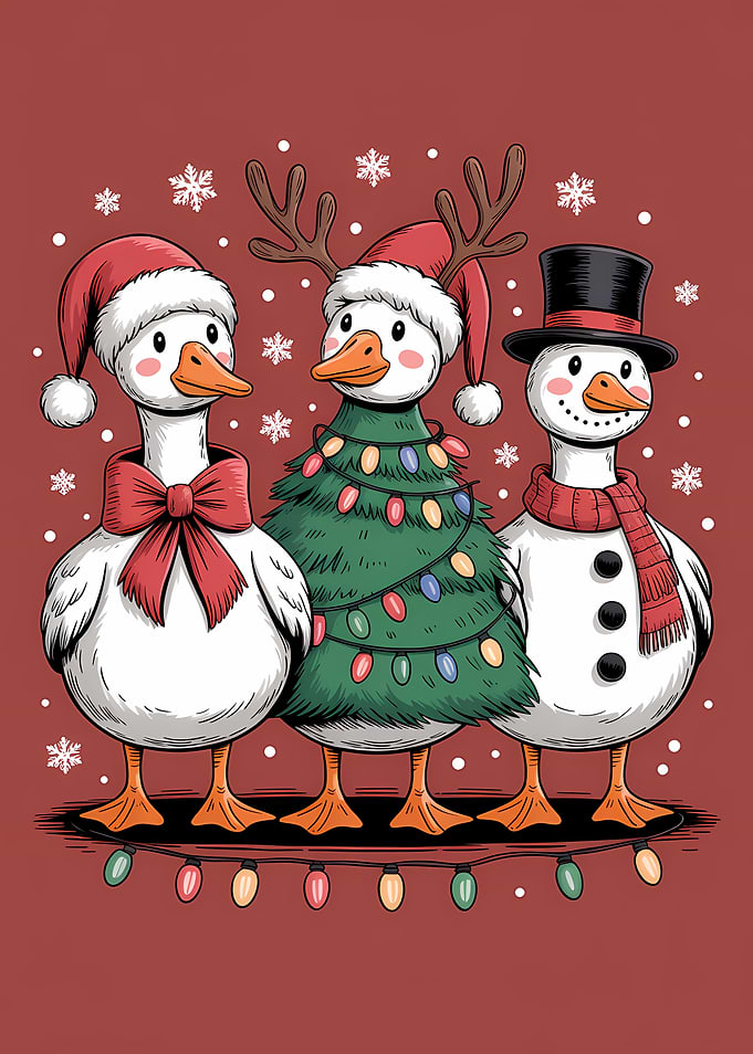 Christmas Ducks in Festive Attire