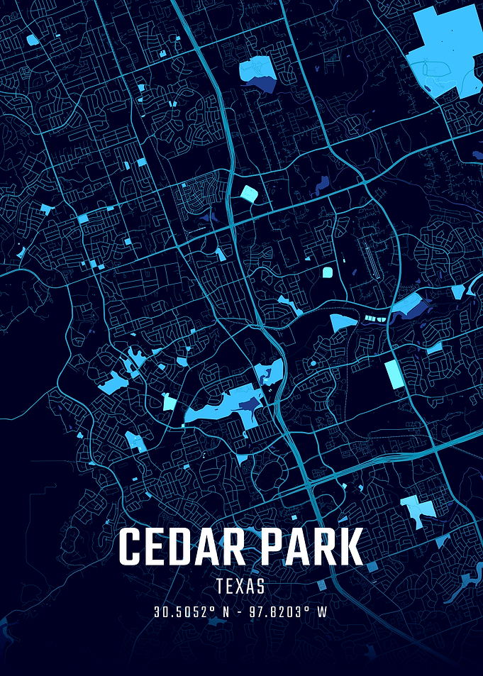 Cedar Park Texas Midnight City Map