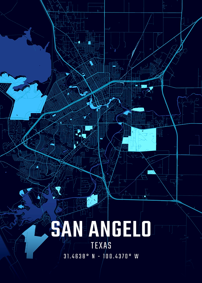 San Angelo Texas Midnight City Map