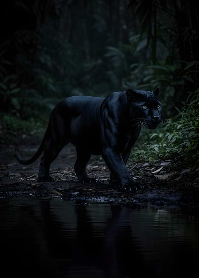 Black Panther in Dark Jungle