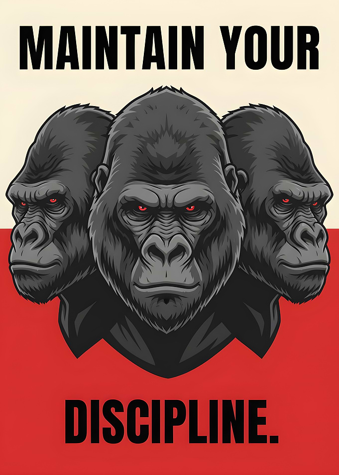 Gorillas Maintain Discipline Motivational Poster