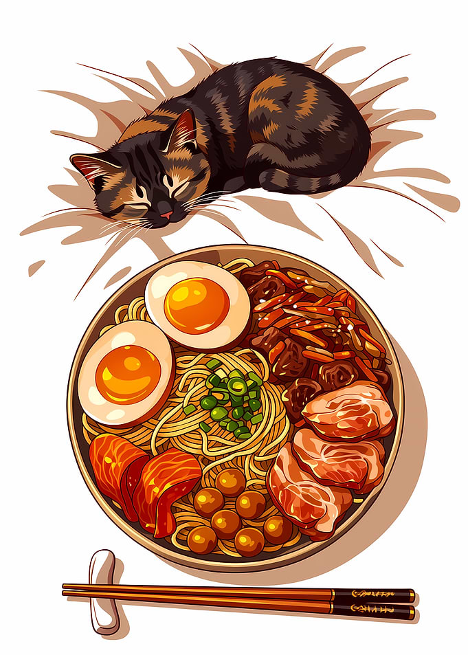 Cat Sleeping Ramen Bowl