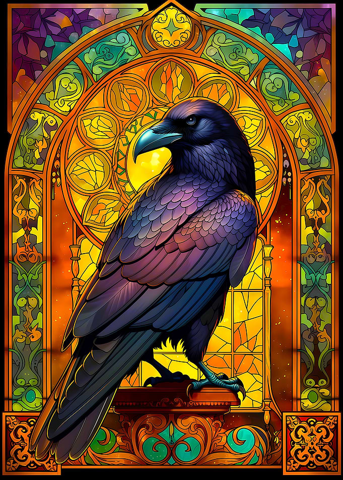 Stained Glass Raven