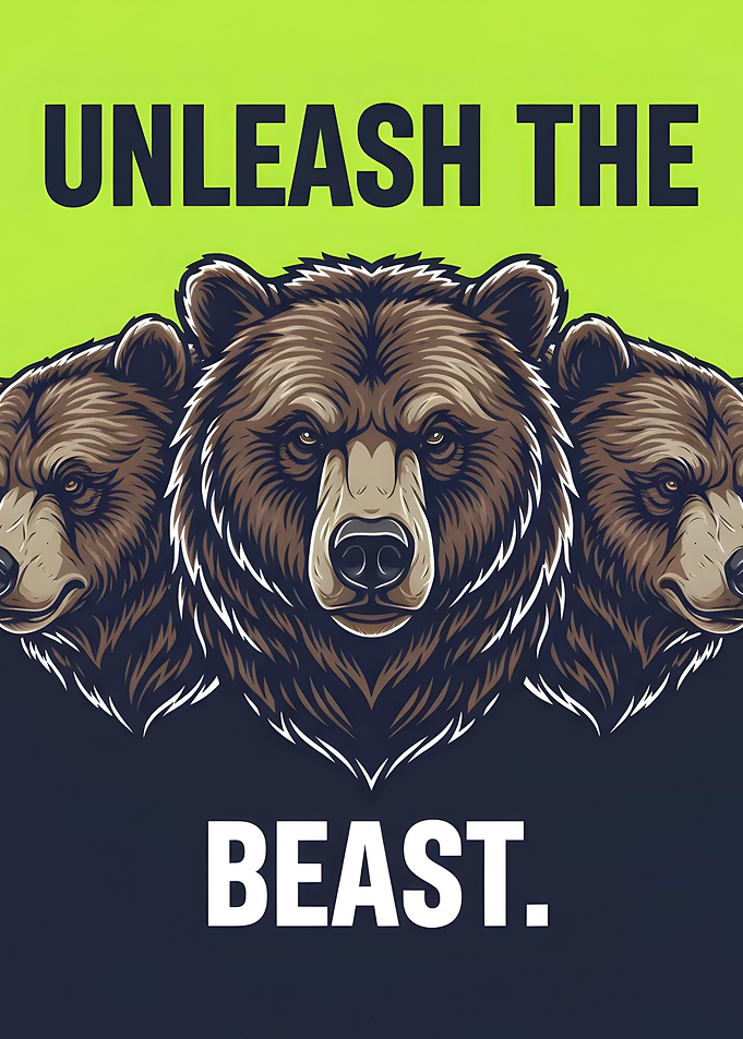 Unleash the Beast Bears Motivational Gym Quote Poster
