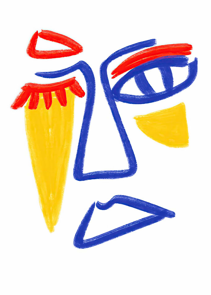 Abstract Face with Bold Colors