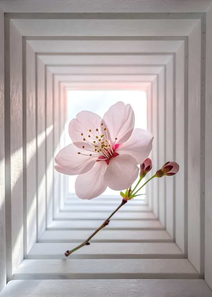 Infinite Harmony Cherry Blossom Between Light and Depth